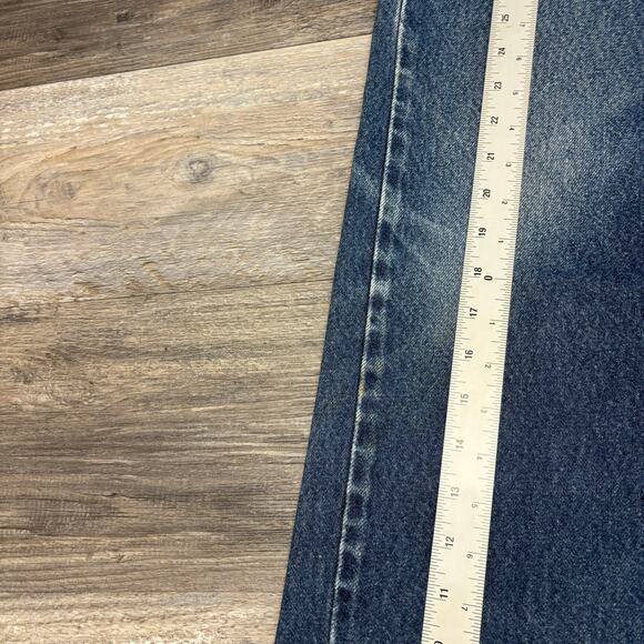 2000s Levis 505 Dark Wash Faded Blue Mens 34x29 Regular Straight Jeans Red Tab - Picture 7 of 16